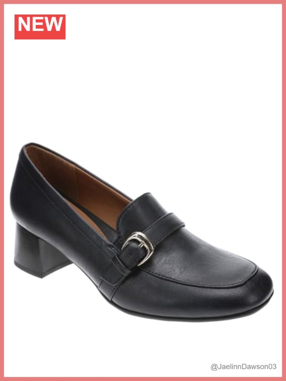 Faux Leather Pumps with Block Heel and Buckle Detail